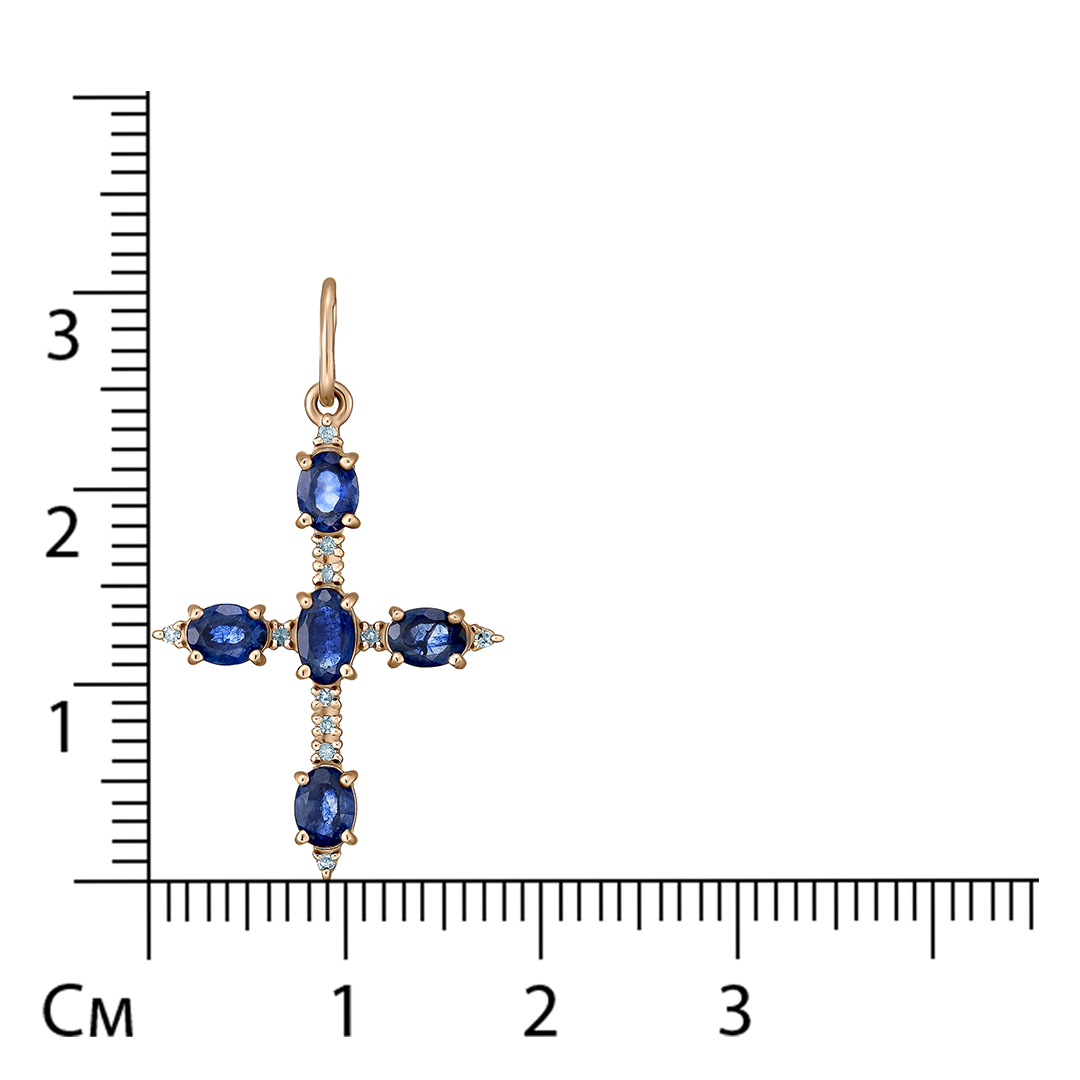 Подвеска-крест из золота с сапфирами