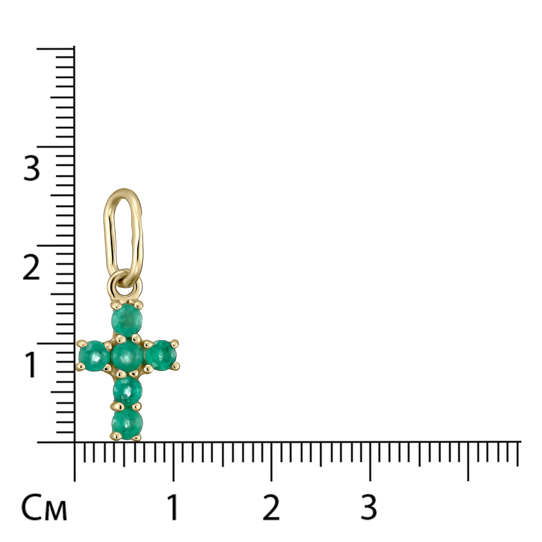 Подвеска-крест из желтого золота с изумрудами