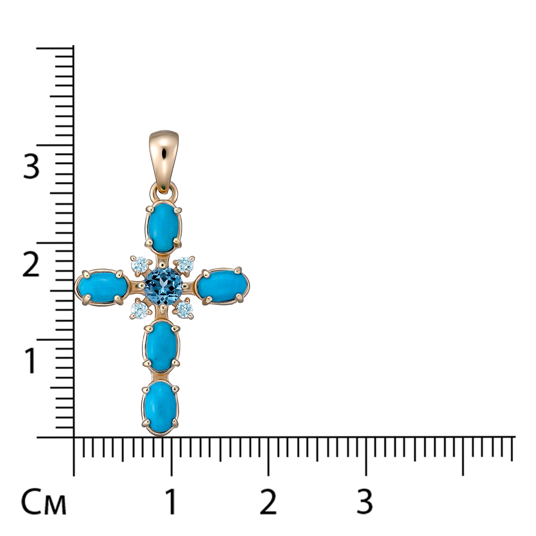 Серебряная подвеска-крест с бирюзой