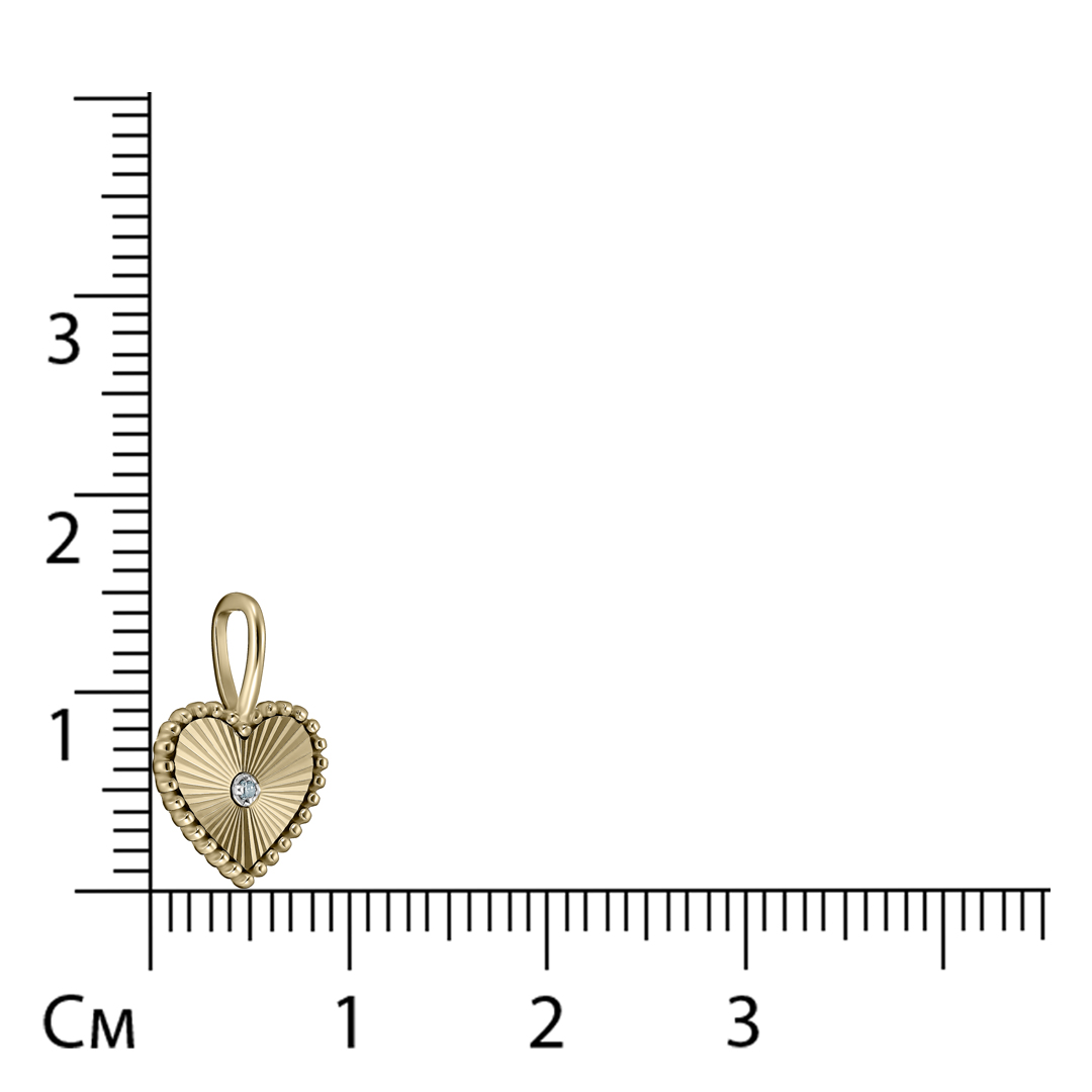 Золотая подвеска 585 пробы; желтое золото; с алмазной обработкой; вставки 1 Бр.Кр-17 2/3А 0,004