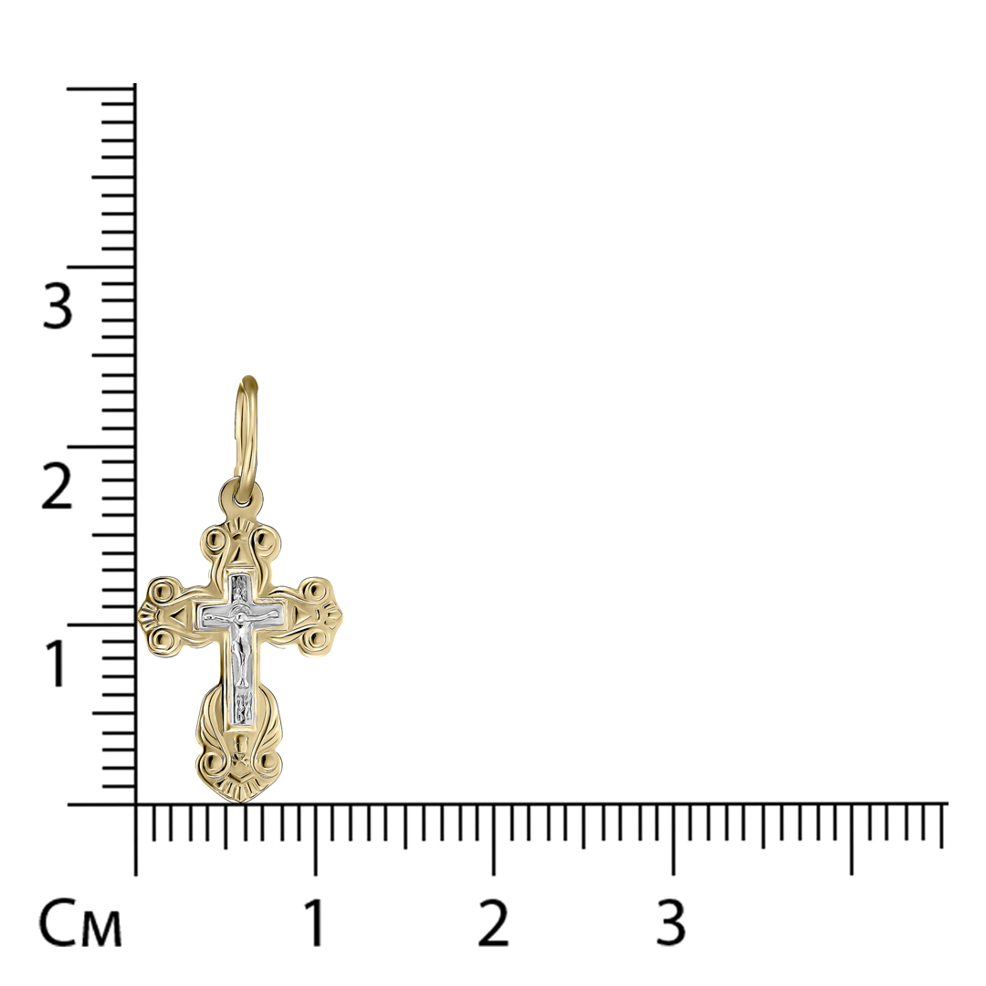 Подвеска-крест из комбинированного золота