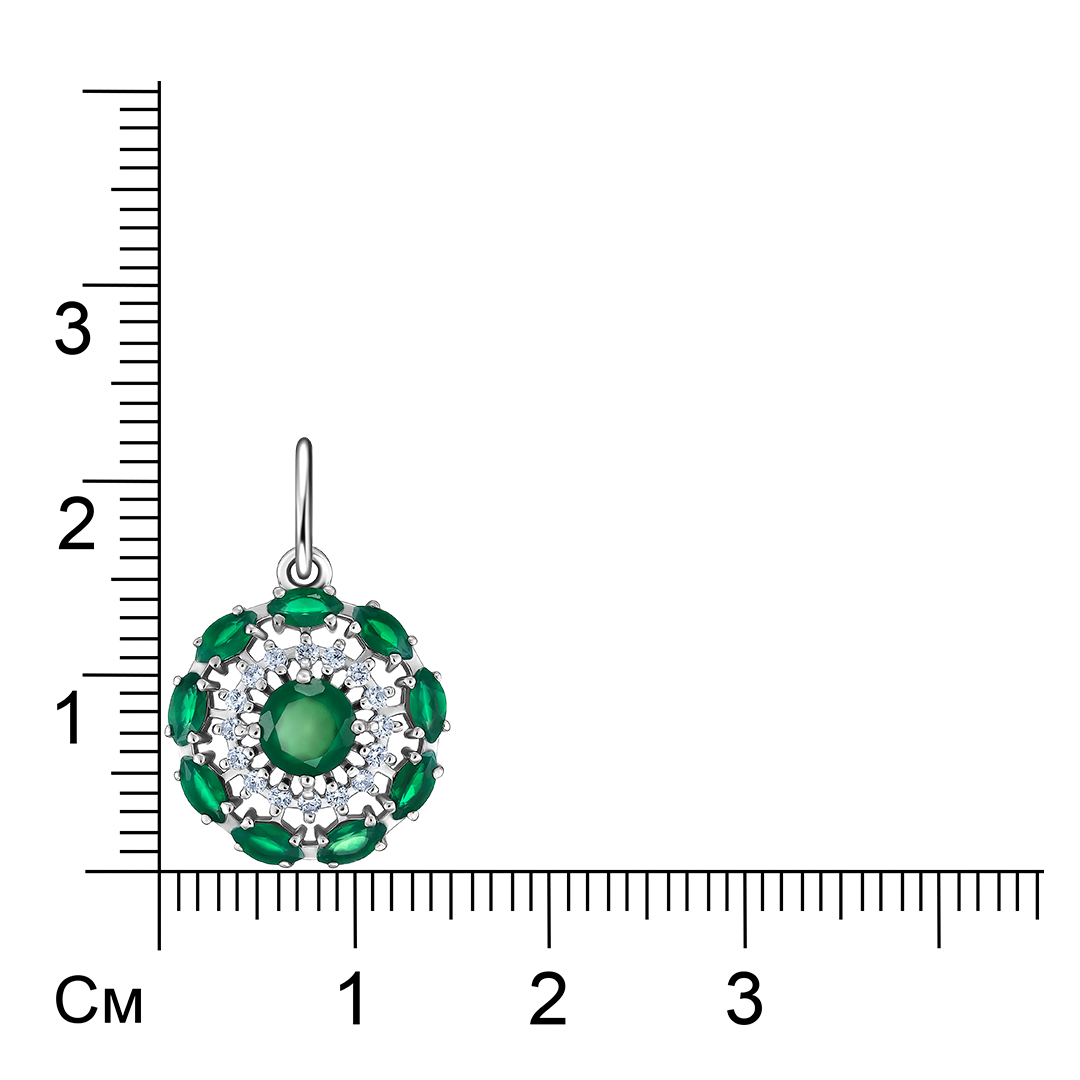 Серебряная подвеска 925 пробы; вставки 10 Агат; 16 Фианит бесцв.;