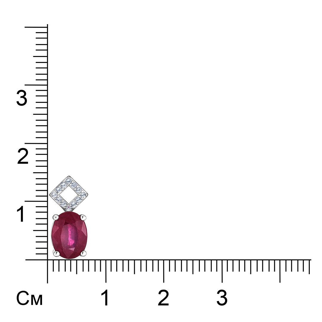 Серебряная подвеска 925 пробы; вставки 1 Рубин F/2 1,75ct; Россыпь Топаз бел. 0,1ct;