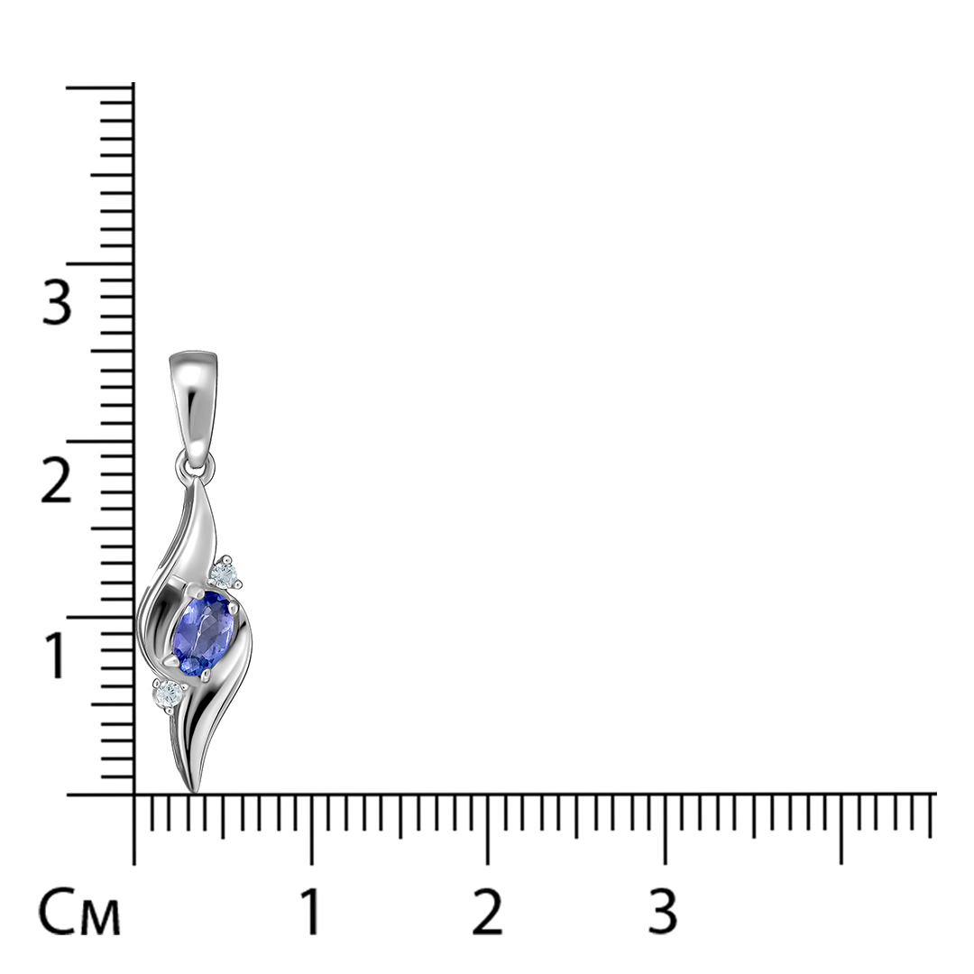 Серебряная подвеска 925 пробы; вставки 1 Танзанит; 2 Фианит бесцв.;