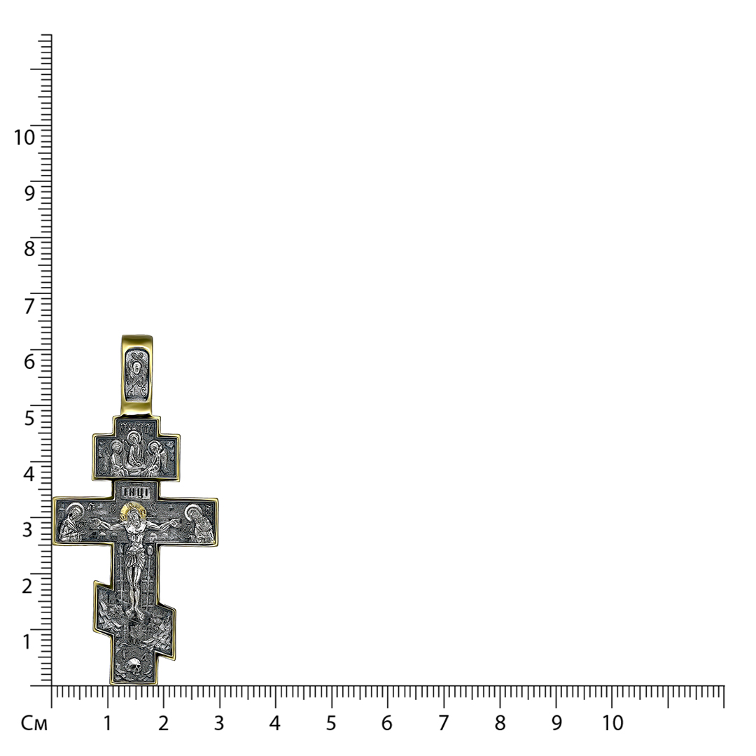 Серебряная подвеска-крест 925 пробы; с чернением; Спиридон Тримифунтский;