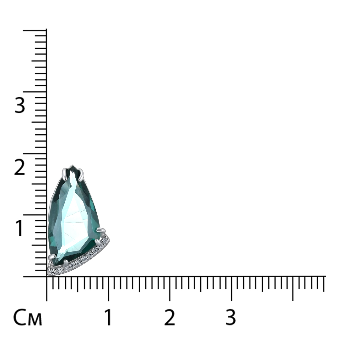 Серебряная подвеска 925 пробы; вставки 1 Празиолит; 10 Фианит бесцв.;