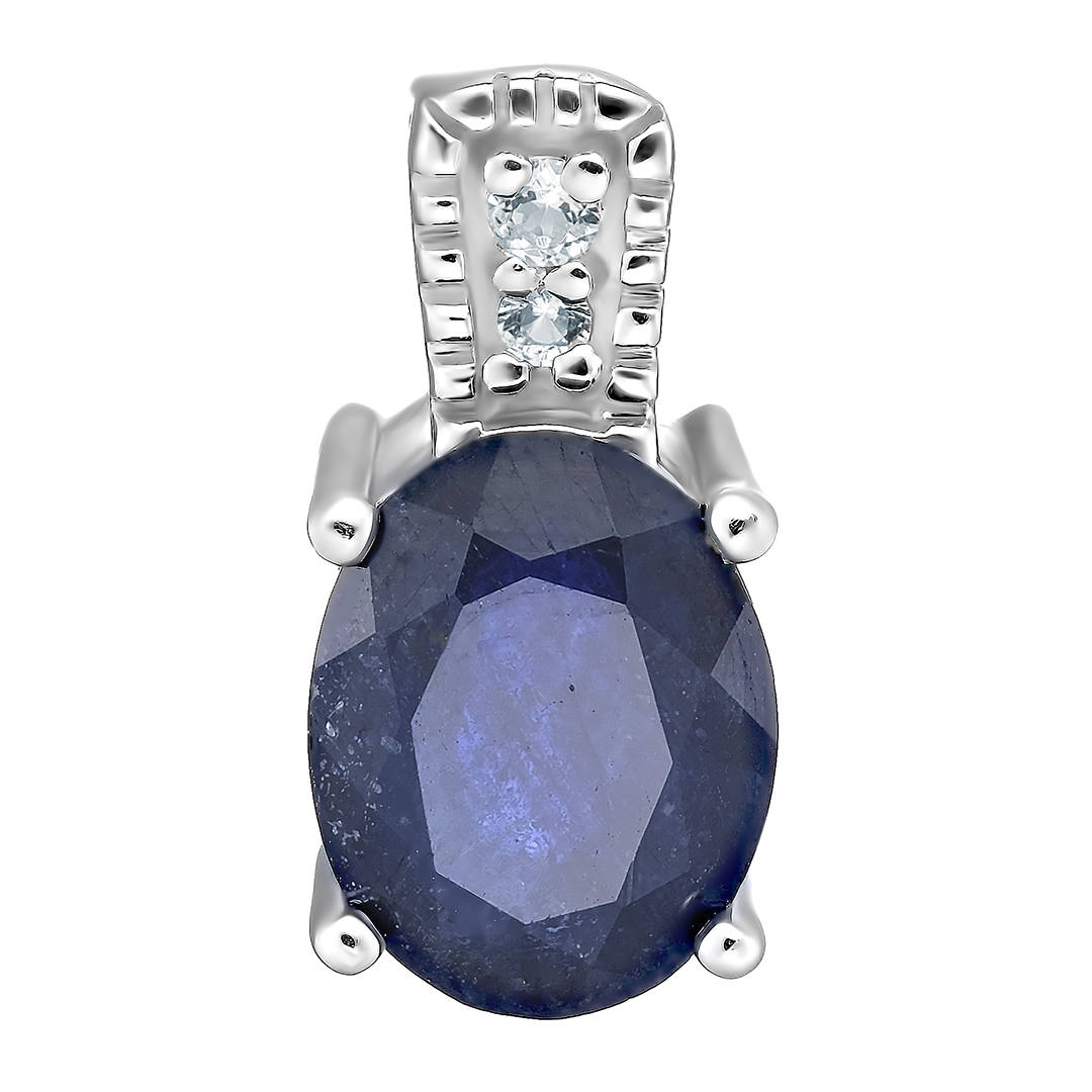 Серебряная подвеска 925 пробы; вставки 1 Сапфир 1,75ct F/2; 2 Циркон бесцв. 0,03ct;