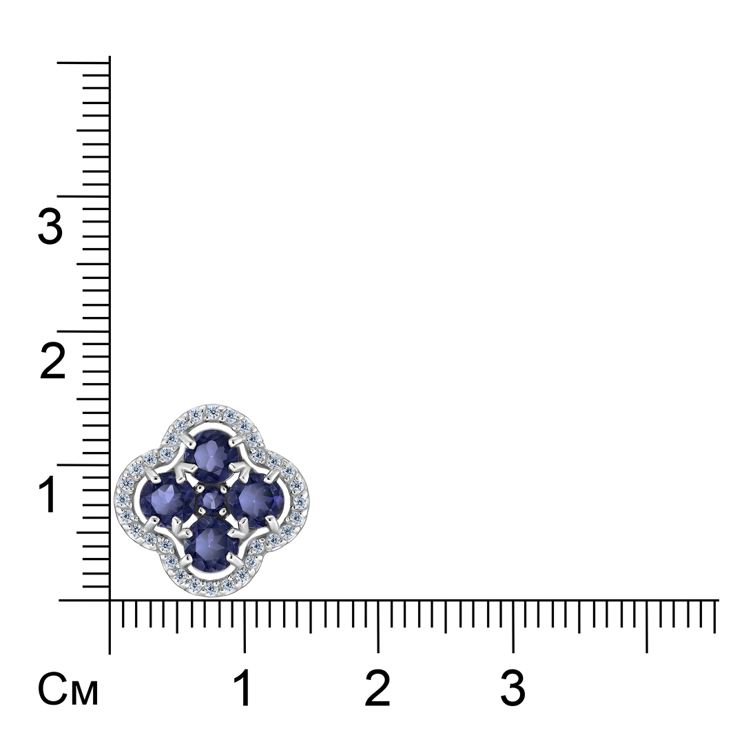 Серебряная подвеска 925 пробы; вставки 5 Иолит; 32 Фианит бесцв.;