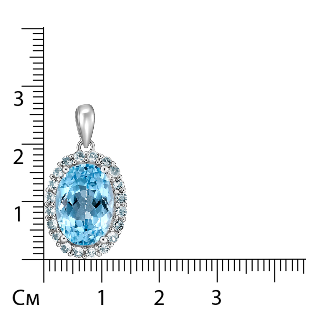 Серебряная подвеска 925 пробы; вставки 1 Топаз 8,17 ct; 20 Топаз бел. 0,76 ct;