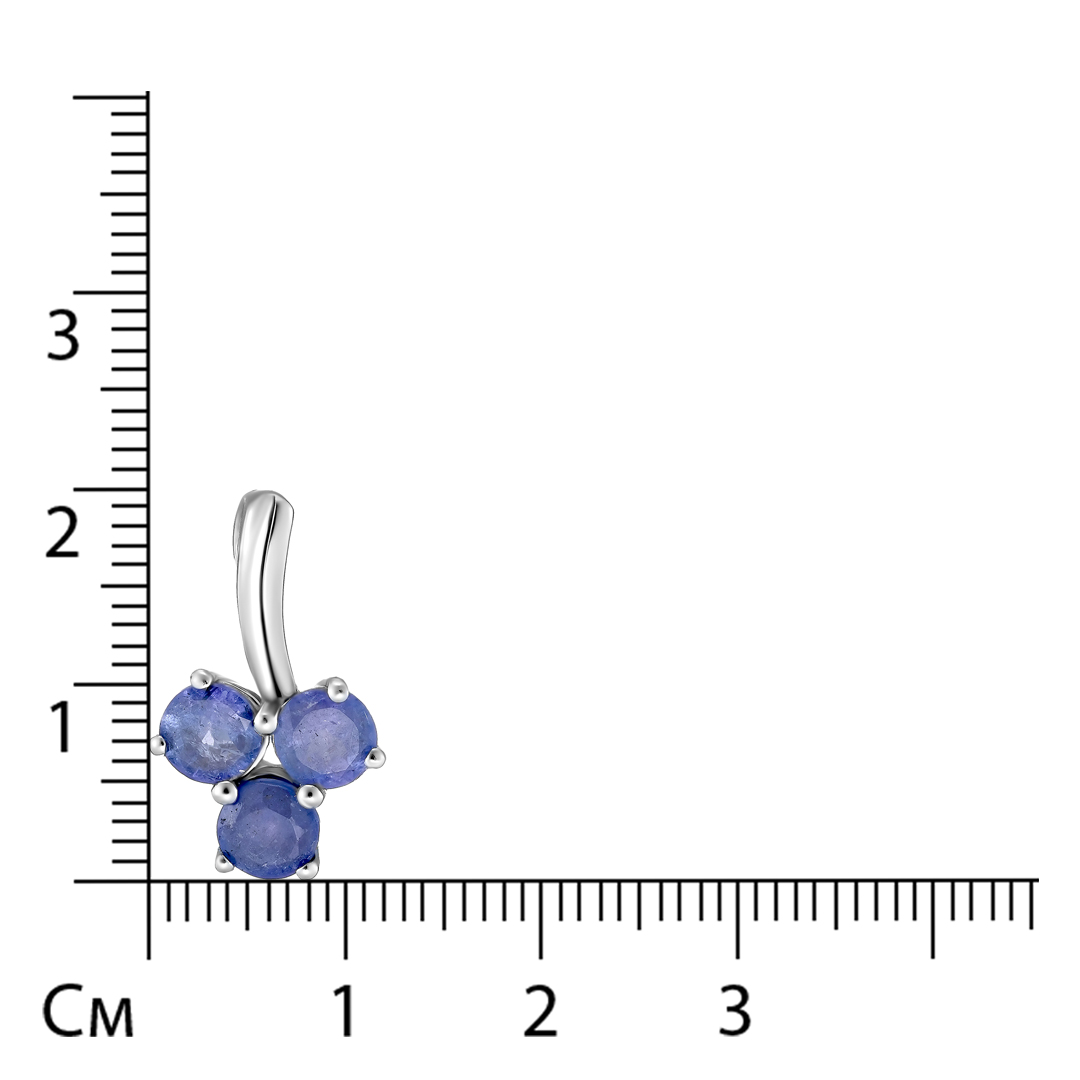 Серебряная подвеска 925 пробы; вставки 3 Танзанит 1,64ct;