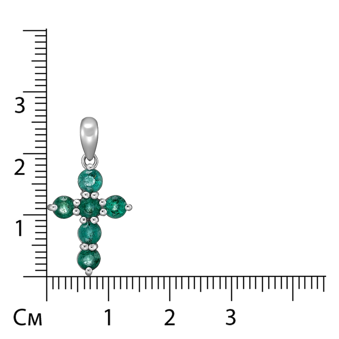 Серебряная подвеска 925 пробы; вставки 6 Изумруд (F) 1,48ct 3/Г3;