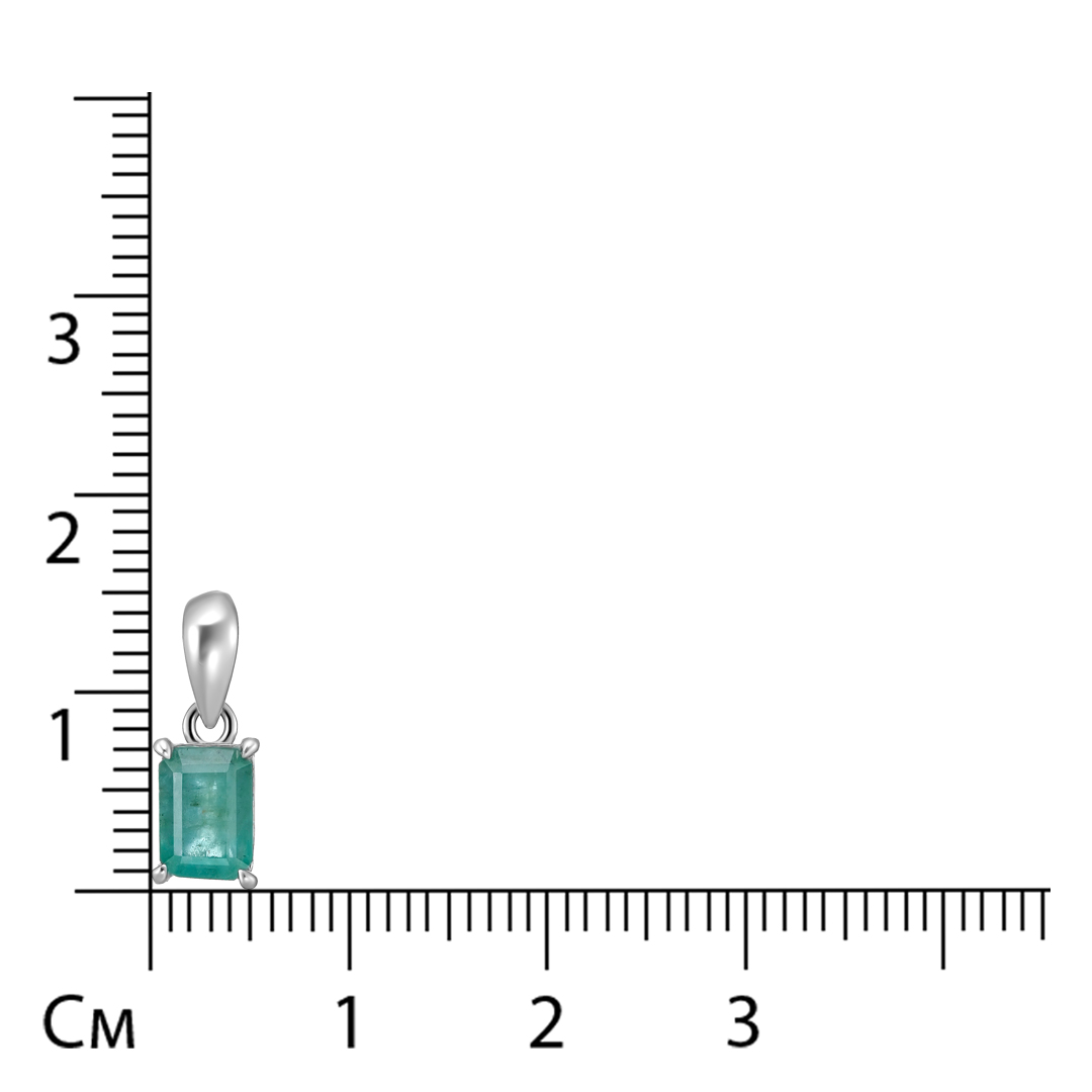 Серебряная подвеска 925 пробы; вставки 1 Изумруд (F) 0,91ct 3/Г3;