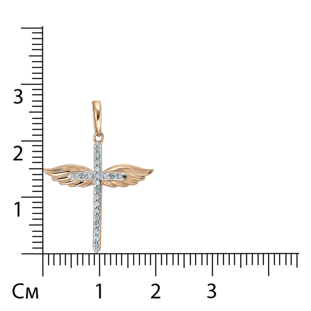 Золотая подвеска-крест 585 пробы; родий; вставки 21 Бр.Кр-17 0,087 2/3А
