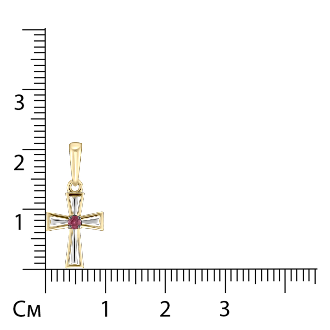 Подвеска-крест из желтого золота с рубином