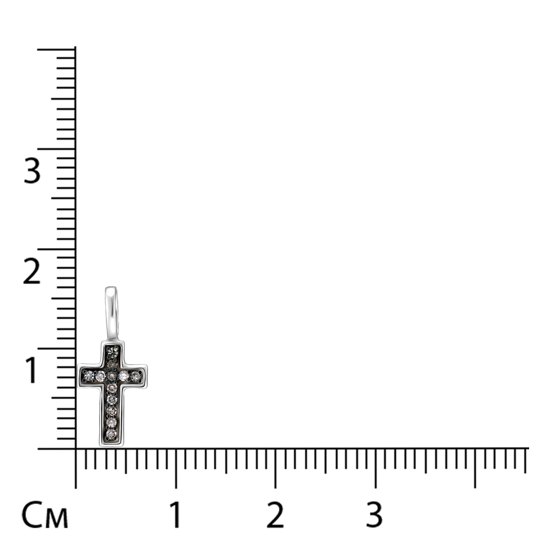 Серебряная подвеска-крест 925 пробы; родий (бел., черн.); вставки 12 Бр.коньяч.Кр-17 0,06 6/4;