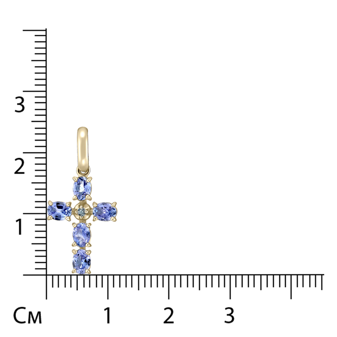 Подвеска из желтого золота с танзанитами