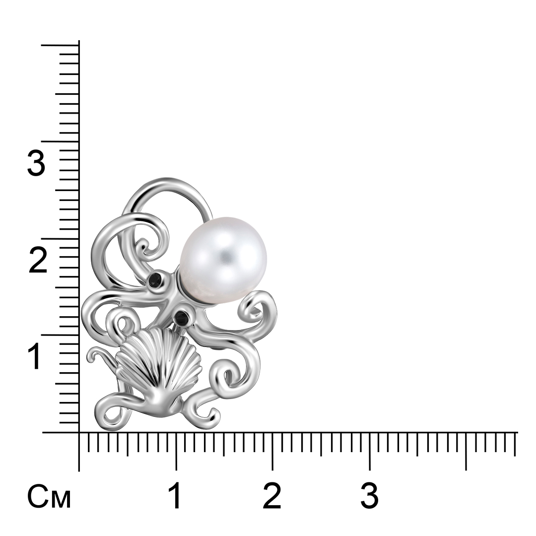 Серебряная подвеска с жемчугом "Осьминог"