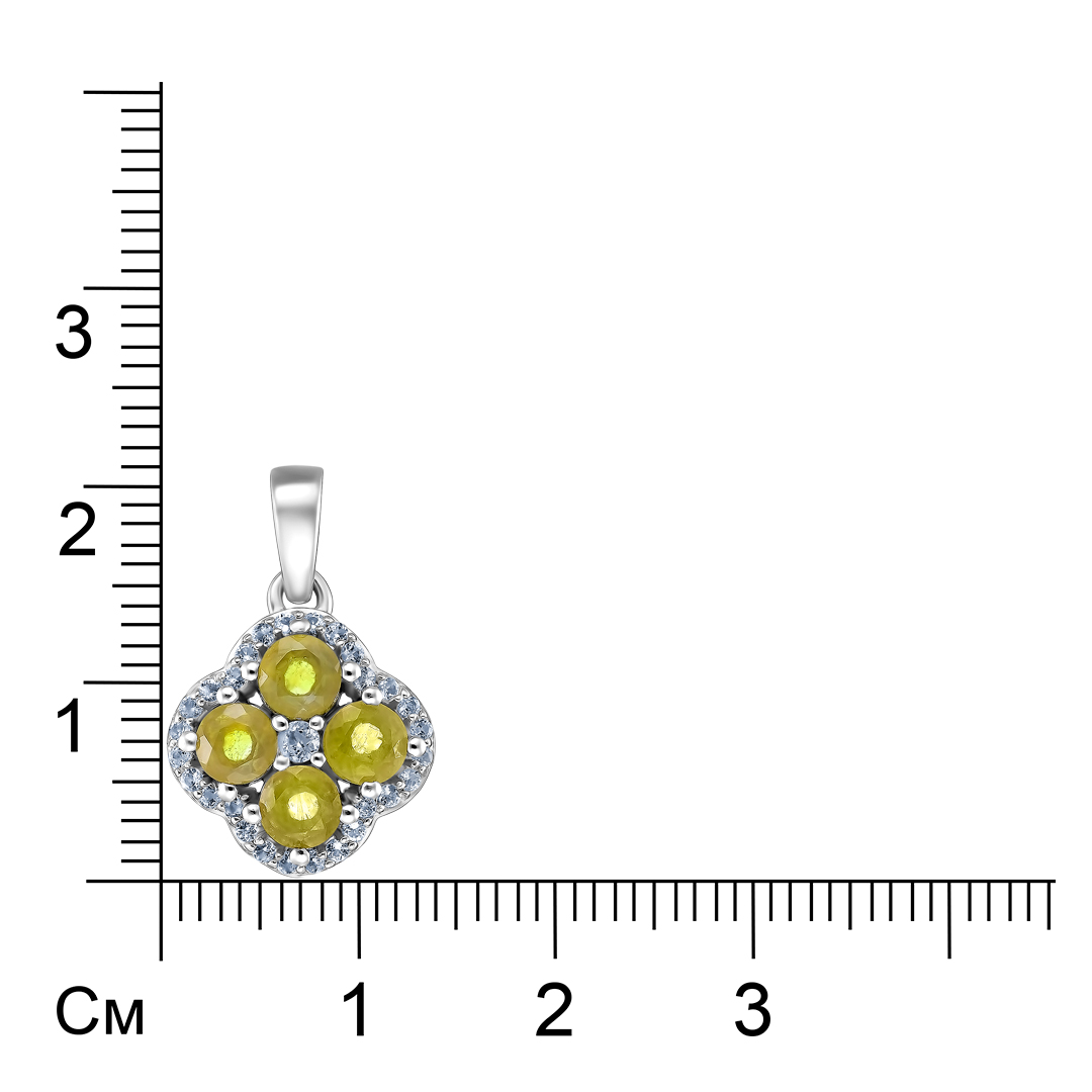 Серебряная подвеска 925 пробы; вставки 4 Сапфир желтый 1,4ct; 29 Топаз белый 0,26ct;