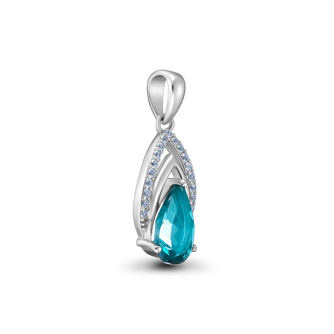 Серебряная подвеска 925 пробы; вставки 1 Топаз 2,16ct; Россыпь Топаз белый 0,19ct;
