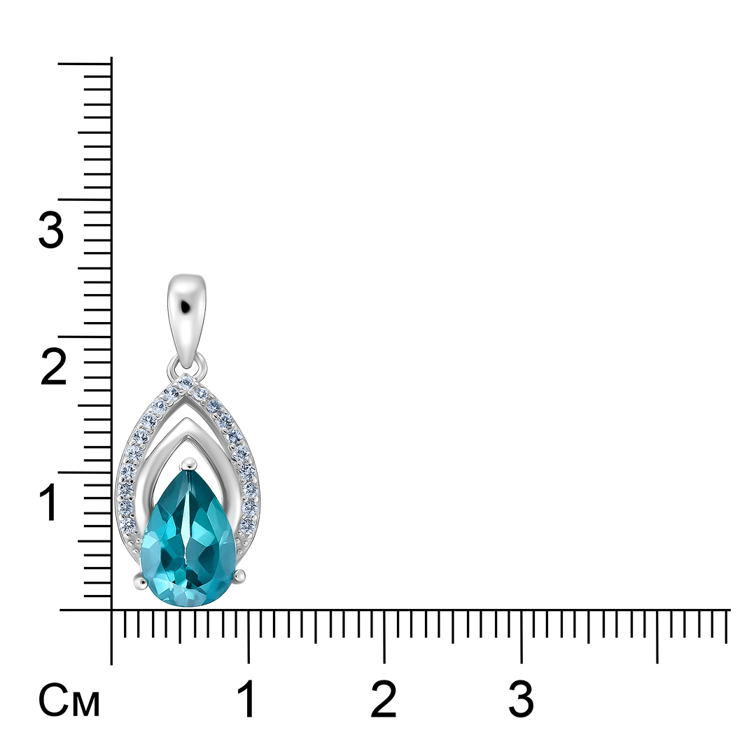 Серебряная подвеска 925 пробы; вставки 1 Топаз 2,16ct; Россыпь Топаз белый 0,19ct;