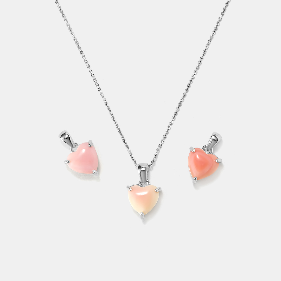Серебряная подвеска с розовым кораллом "Сердце"