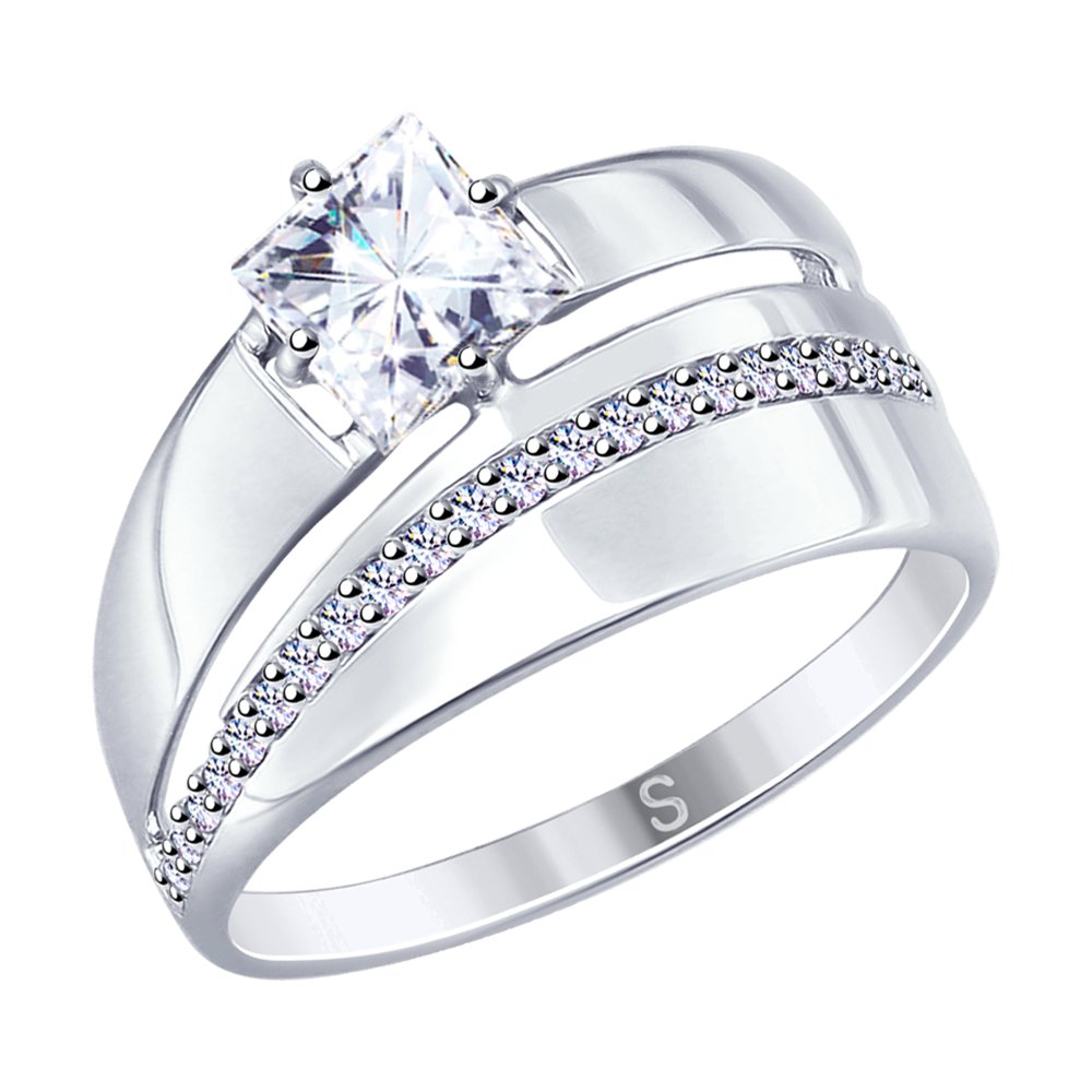 Серебряное кольцо 925 пробы; вставки 23 Фианит бесцв.;