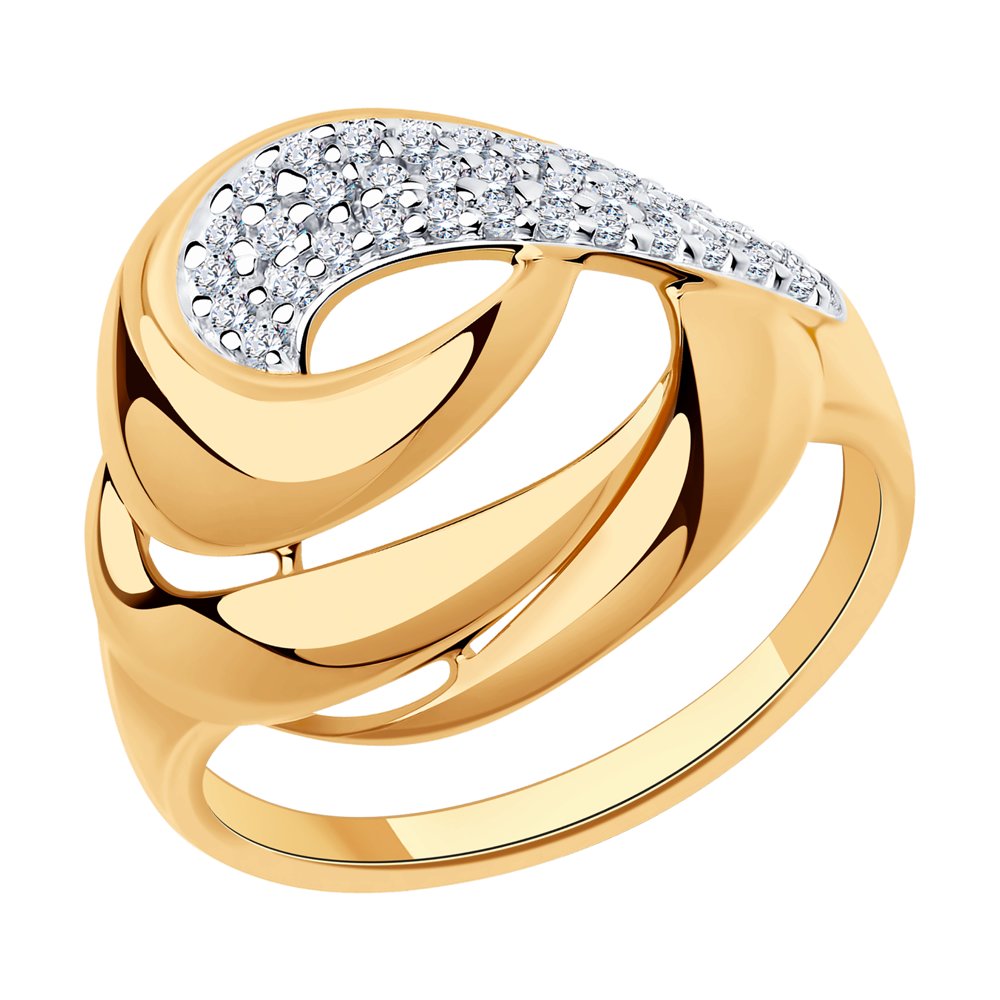 Серебряное кольцо 925 пробы; вставки 34 Фианит бесцв.;