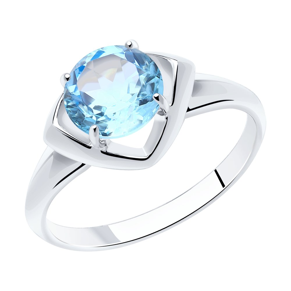 Серебряное кольцо 925 пробы; вставки 1 Топаз sky;