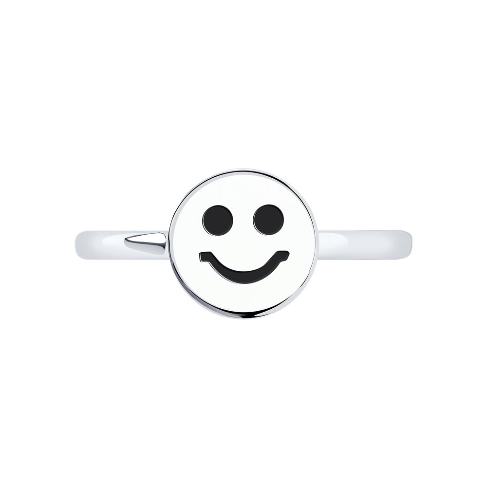 Серебряное кольцо 925 пробы; вставки Эмаль черн.;