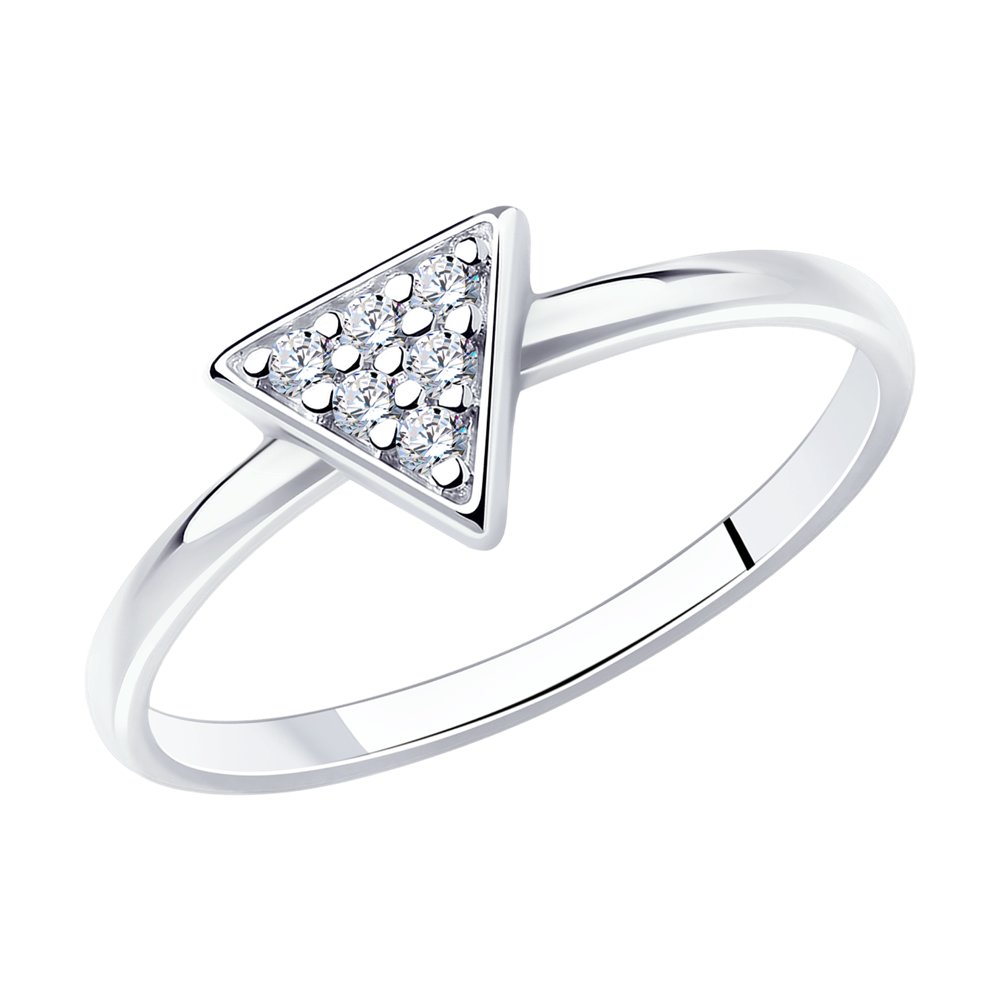 Серебряное кольцо 925 пробы; вставки 6 Фианит бесцв.;