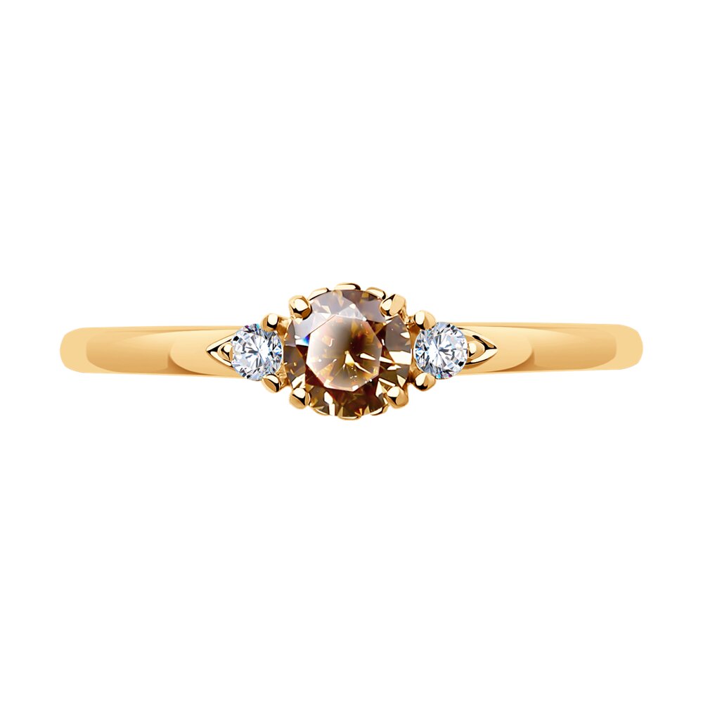Серебряное кольцо 925 пробы; вставки 2 Фианит бесцв.; 1 Фианит желт.;