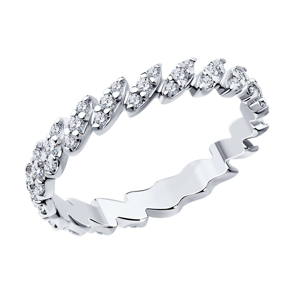 Серебряное кольцо 925 пробы; вставки 45 Фианит бесцв.;