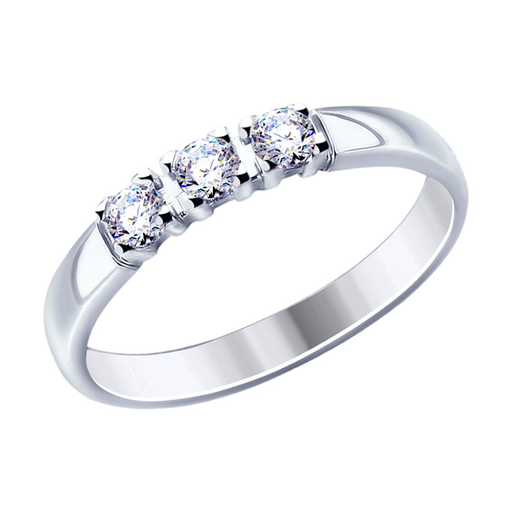 Серебряное кольцо 925 пробы; вставки 3 Фианит бесцв.;