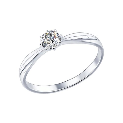 Серебряное кольцо 925 пробы; вставки 1 Фианит бесцв.;