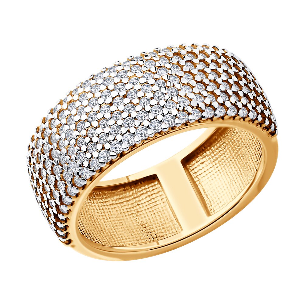 Серебряное кольцо 925 пробы; вставки 193 Фианит бесцв.;