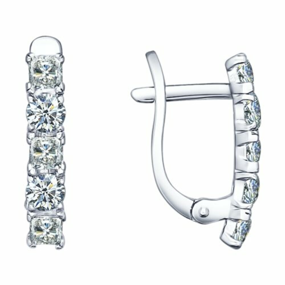 Серебряные серьги 925 пробы; вставки 10 Фианит бесцв.;