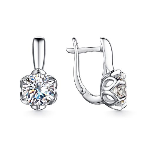 Серебряные серьги 925 пробы; вставки 2 Фианит бесцв.;