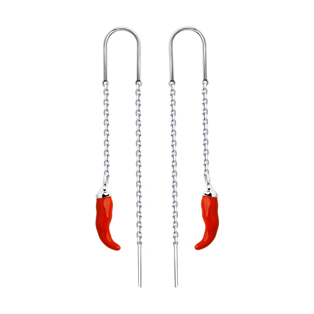 Серебряные серьги; 925 пробы;  вставки Эмаль; вес: 2.4 гр.