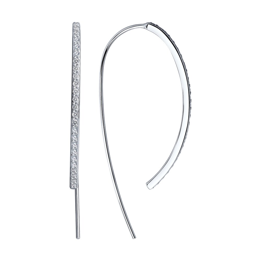 Серебряные серьги 925 пробы; вставки 50 Фианит бесцв.;