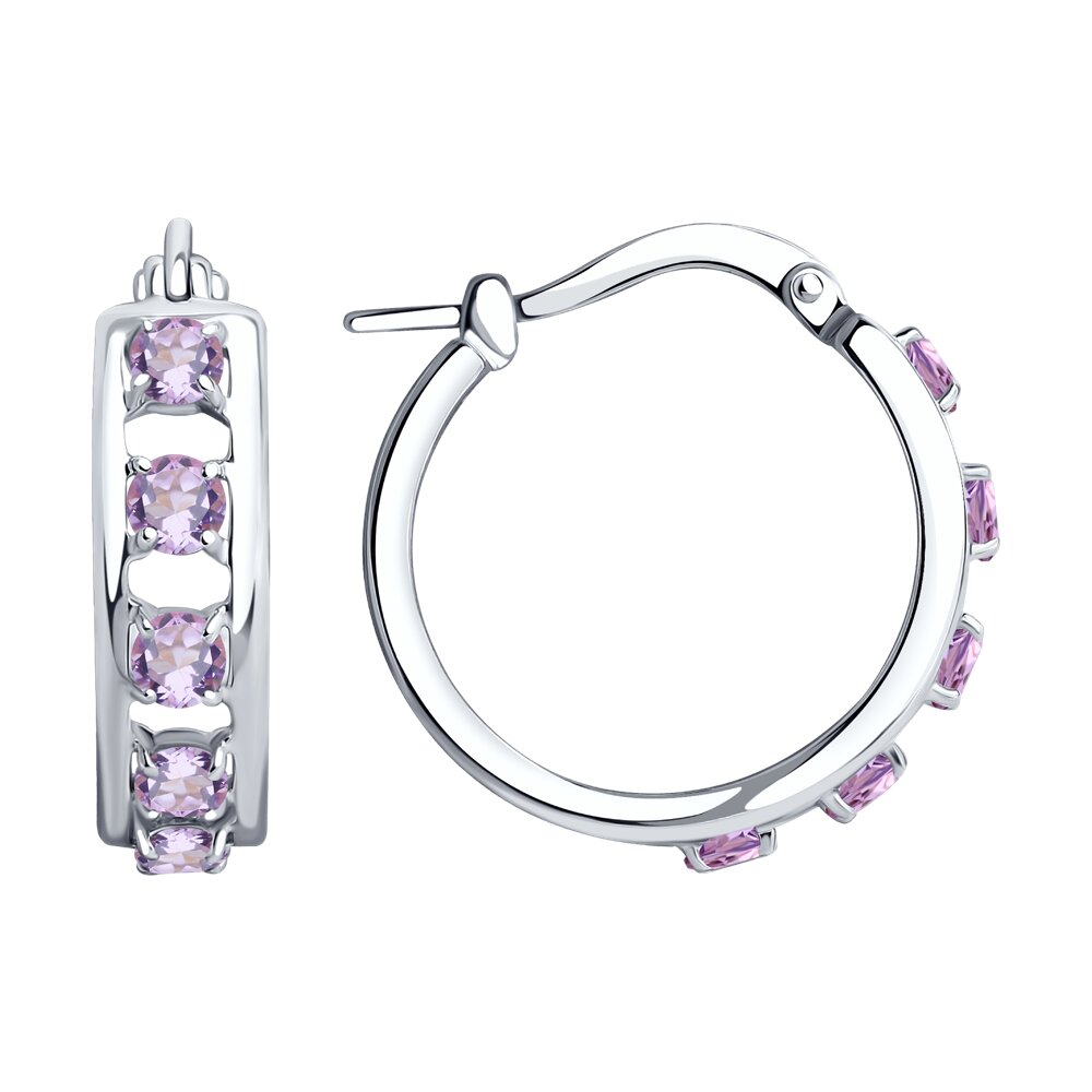 Серебряные серьги 925 пробы; вставки 10 Аметист;