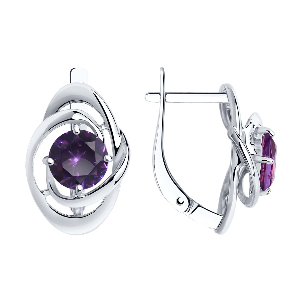 Серебряные серьги; 925 пробы;  вставки Ситалл синт.; вес: 3.75 гр.
