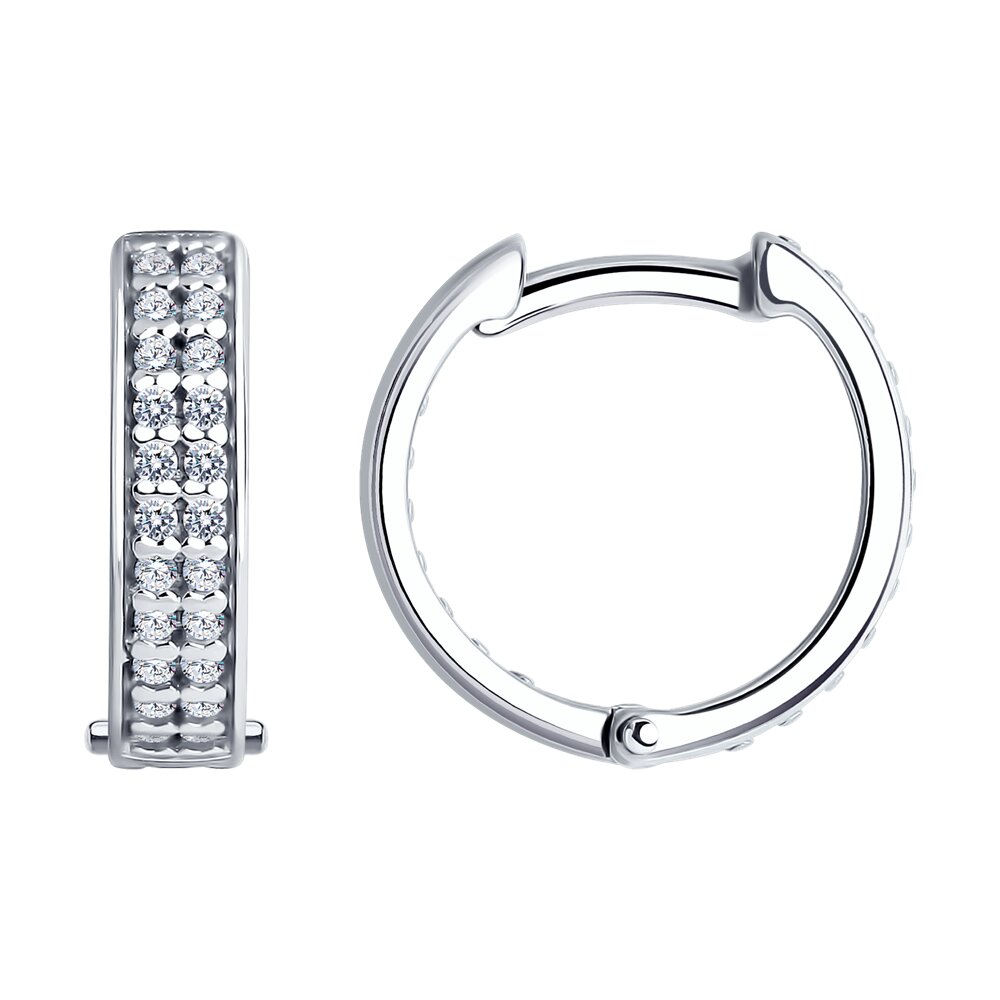 Серебряные серьги 925 пробы; вставки 68 Фианит бесцв.;