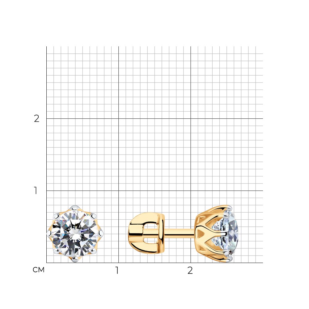 Серебряные серьги-пусеты 925 пробы; вставки 2 Фианит бесцв.;