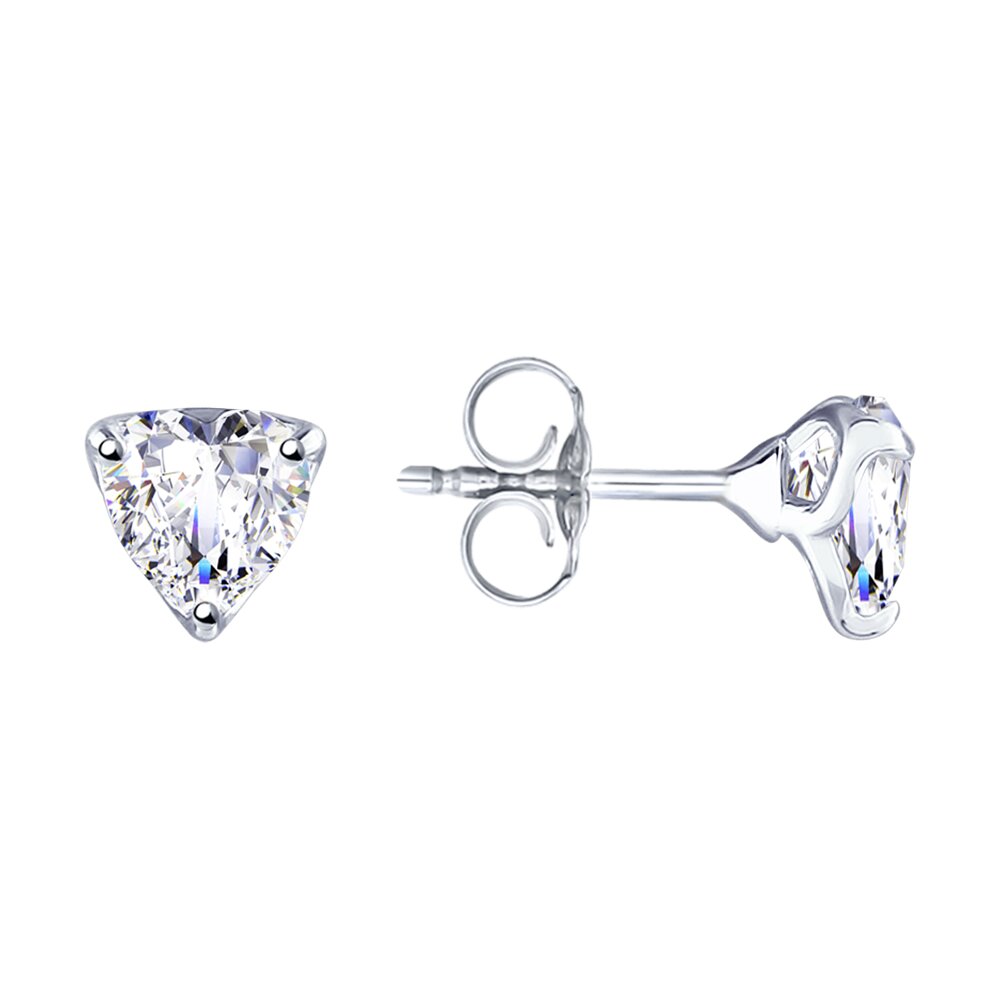 Серебряные серьги; 925 пробы;  вставки Фианит; вес: 1.41 гр.