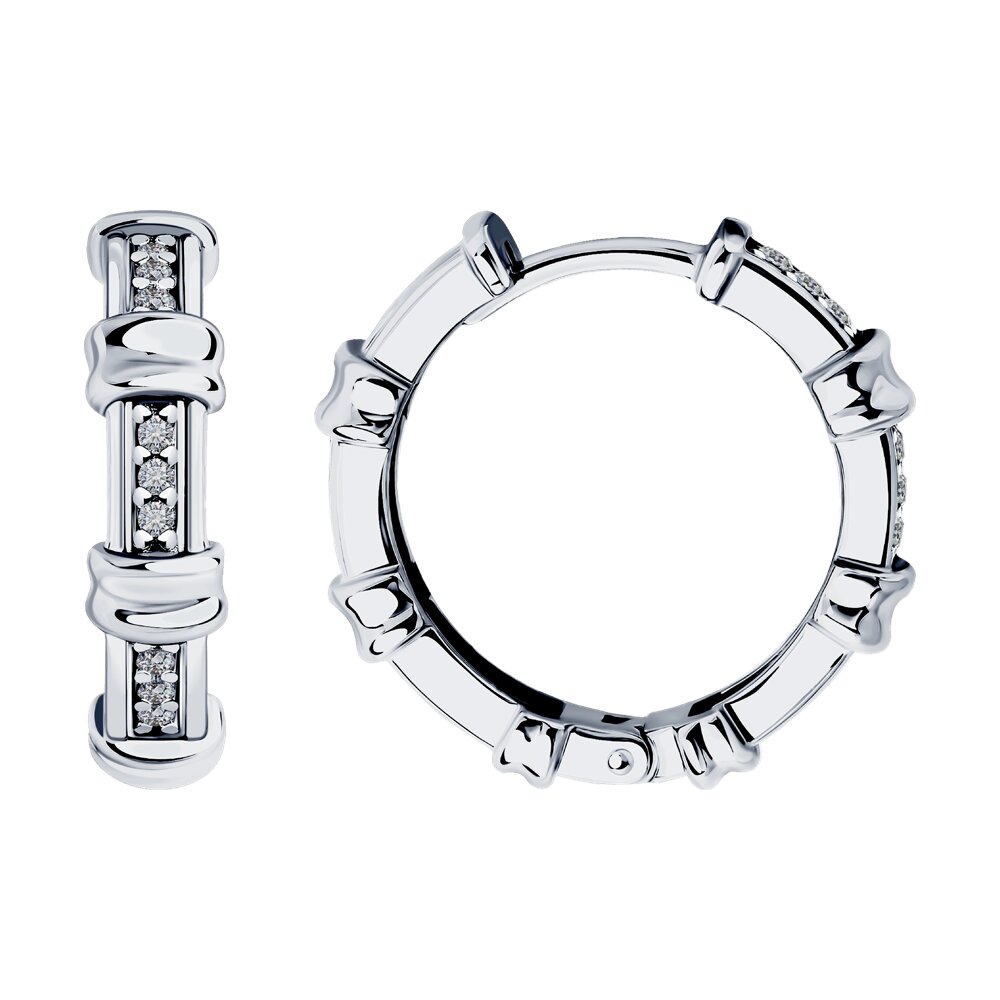 Серебряные серьги 925 пробы; вставки 18 Фианит бесцв.;