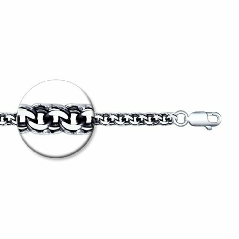Серебряный браслет 925 пробы; плетение Бисмарк; оксидирование;