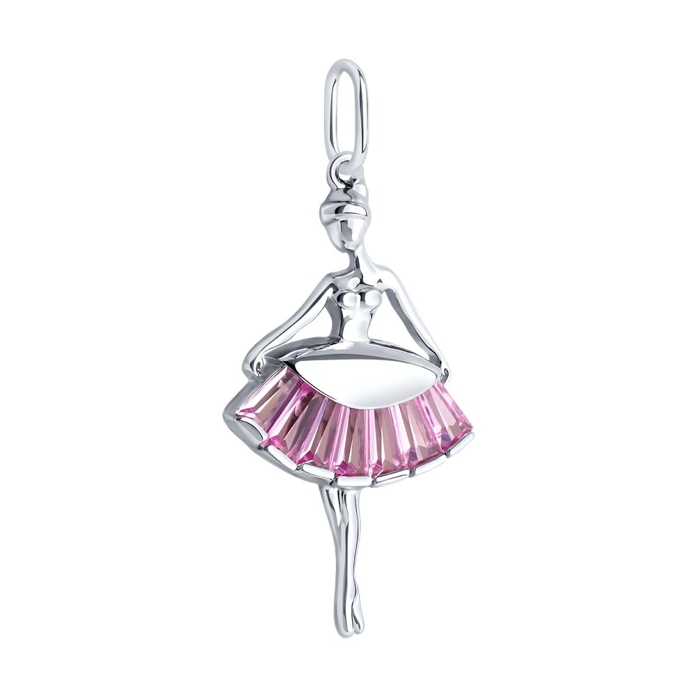 Серебряная подвеска 925 пробы; вставки 7 Корунд синт.розовый;