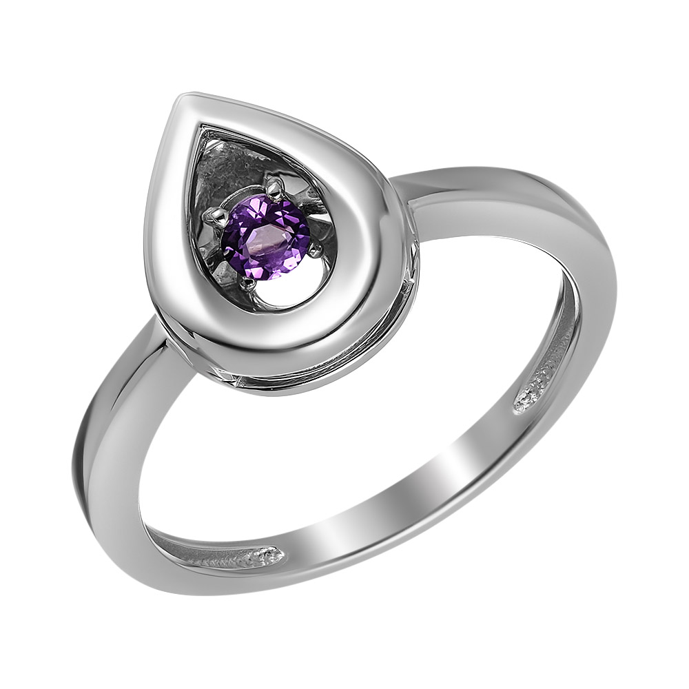 Серебряное кольцо 925 пробы; вставки 1 Аметист;