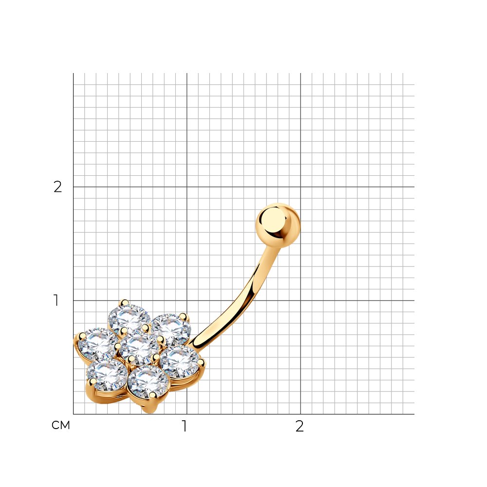 Серебряный пирсинг 925 пробы; вставки 7 Фианит бесцв.;