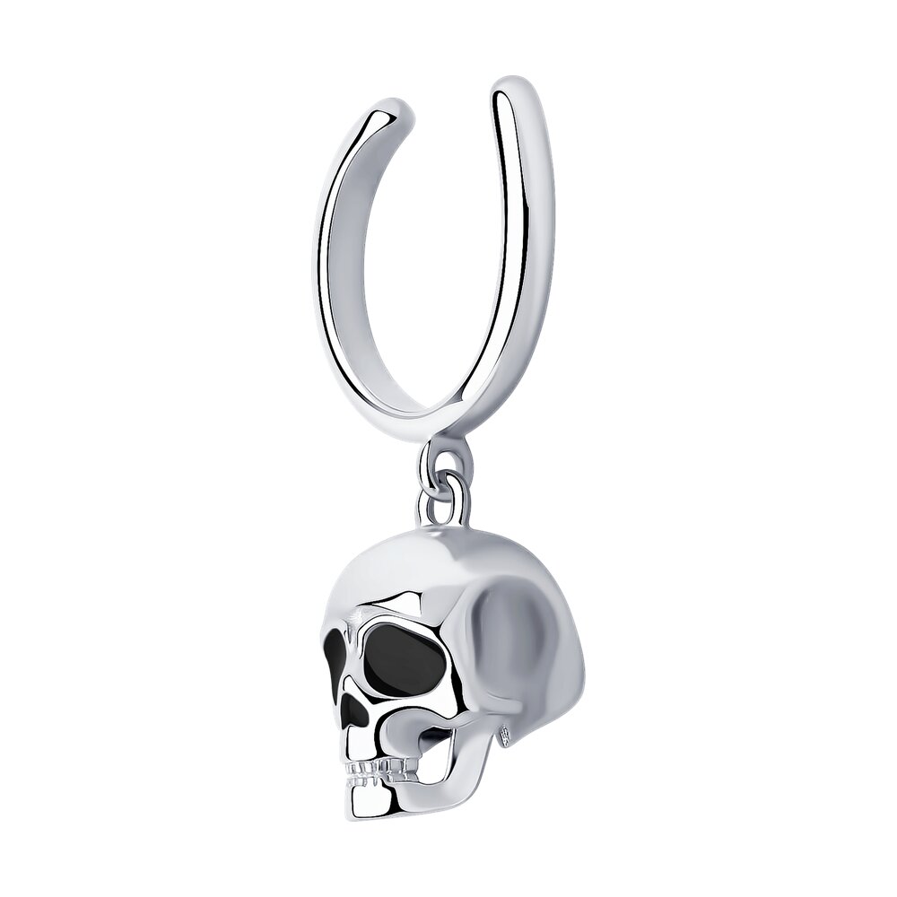 Серебряная серьга 925 пробы; вставки Эмаль черн.;